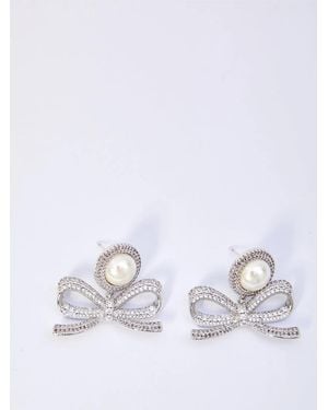 Self-Portrait Self Portrait Pearl Bow Drop Earrings - White