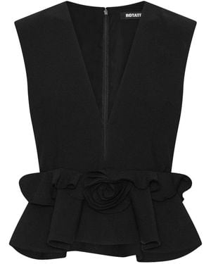 ROTATE BIRGER CHRISTENSEN V-Neck Top - Black