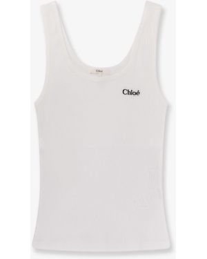 Chloé Ribbed Cotton Tank Top - White