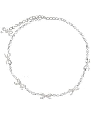 Self-Portrait "Crystal Bow" Necklace - White
