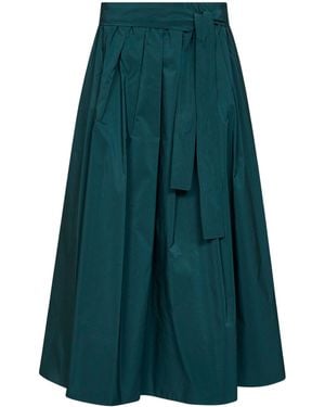 Weekend by Maxmara Alpaca Belted Midi Pleated Skirt - Green