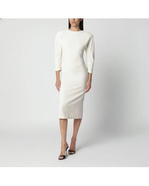 ANDAMANE Milk Midi Dress With Rounded Shoulders - White
