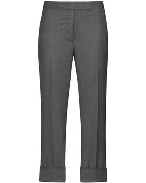 Thom Browne Super 120S Cropped Wool Trousers - Grey