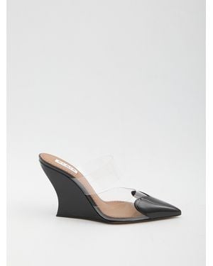 Alaïa Alaia Pvc And Leather Le Coeur Wedge Mules - White