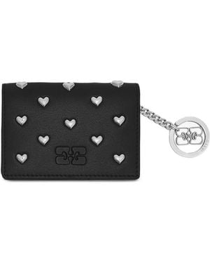 Ganni Leather Polyurethane Polyester Card Holder - Black