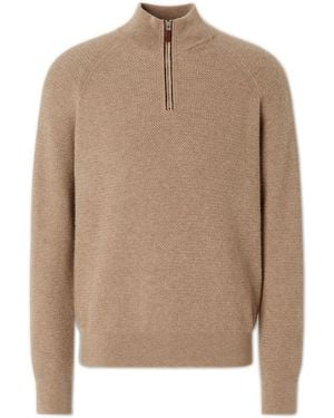 ZEGNA Oasi Cashmere Zip-Up Turtleneck - Natural