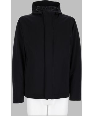 Herno Minimalist Sports Jacket With Concealed Zipper And Hood - Black