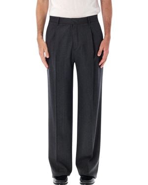 Lardini Pleated Stretch Wool Pants - Black