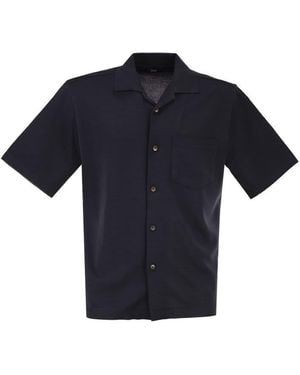 Herno Cotton Jersey Shirt With Chest Pocket - Blue