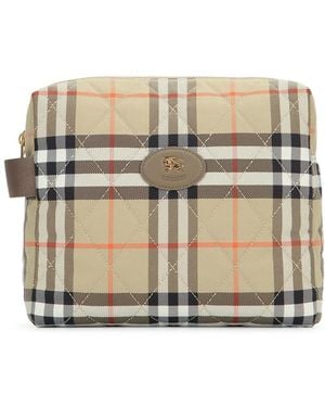 Burberry Jr Chk Cardiff Dp Pouch - Natural