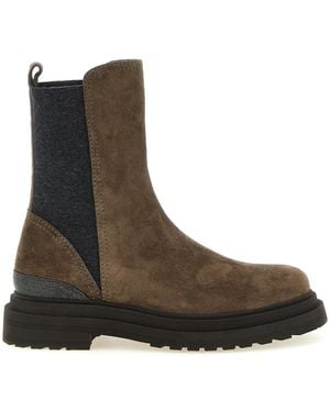 Brunello Cucinelli 'Precious Detail' Ankle Boots - Brown