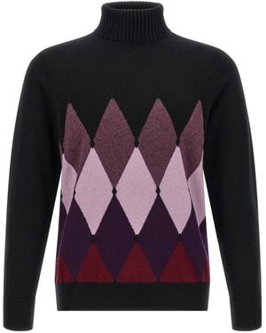 Ballantyne 'Classic Diamond' Intarsia Turtleneck Sweater - Blue
