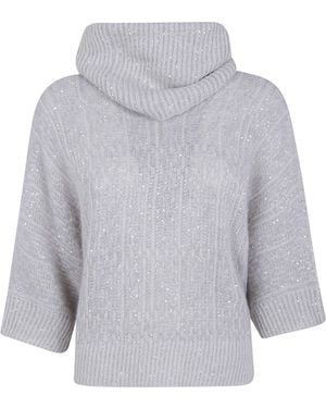 D.exterior "Galles" Soft Alpaca Kimono Turtle Neck Sweater - Gray