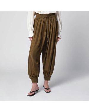Zimmermann Silk Habotai Harem Pants - Green