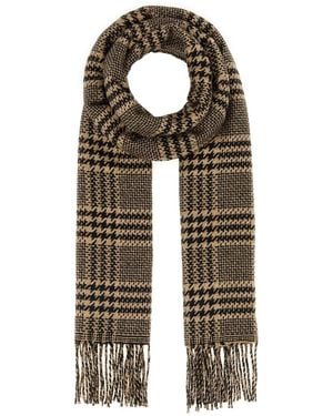 Saint Laurent Prince Of Wales Pattern Silk Scarf - Black