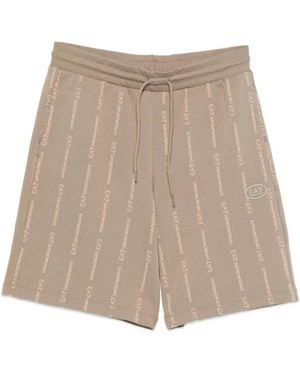 EA7 Logo-Print Shorts - Natural