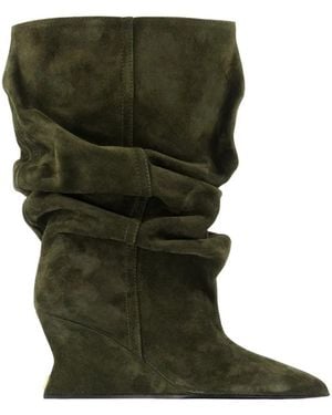 Balmain Wedge Ankle Boots - Green