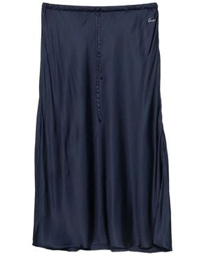 KENZO Drawstring-Waist Logo-Plaque Midi Skirt - Blue