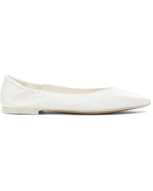 Pomme D'or Leather Leatehr Rubber Ballerinas - White
