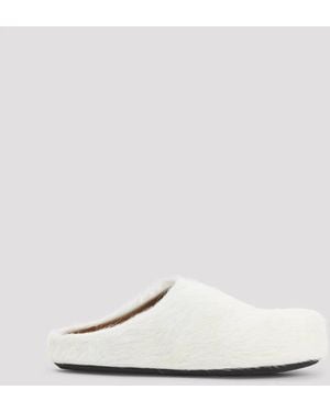 Marni Natural Calf Hair Fussbett Mules - White