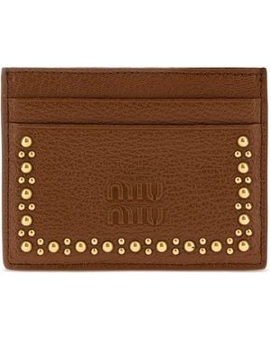Miu Miu Mini Leather Card Holder - Brown