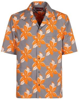 Gucci Printed Cotton Poplin Shirt - Orange