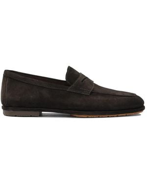 Santoni Calf Leather Loafers - Black