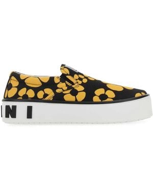 Marni Printed Canvas Slip Ons - Multicolour