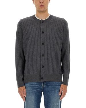 Bottega Veneta Ribbed Wool Cardigan - Gray