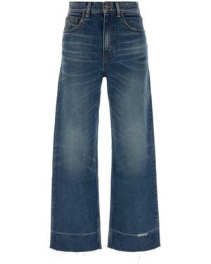 Chloé Faded Frayed-Hem Bootcut Jeans - Blue