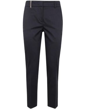 Peserico Light Cotton Satin Stretch Trousers - Blue