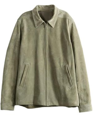 Rick Owens Suede Zip-Up Jacket - Green
