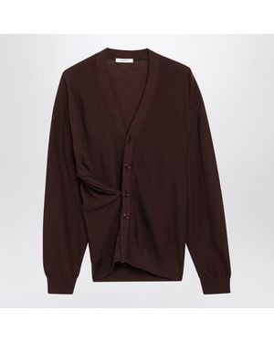 Lemaire Twisted Mahogany Merino Wool Cardigan - Brown