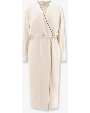 Brunello Cucinelli Silk Blend Long Dress - Natural