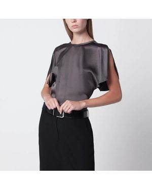 Victoria Beckham Bela Satin Viscose Top - Gray