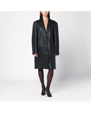 Cassell Single-Breasted Leather Coat - Black