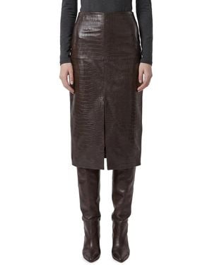 FEDERICA TOSI Crocodile Print Midi Skirt - Black