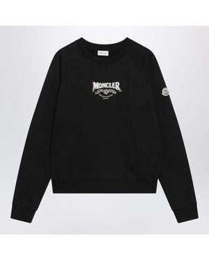 Moncler Sweatshirt With Logo Embroidery - Black