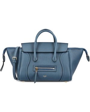 Celine New Luggage Leather Tote Bag - Blue