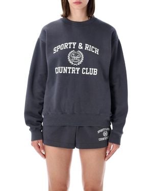 Sporty & Rich Sporty & Rich Sporty & Rich Carbon Varsity Crest Crewneck - Blue
