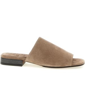 Brunello Cucinelli Monile Suede Sandals - Brown