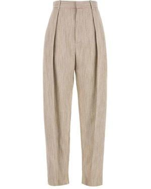 Bottega Veneta Viscose Blend Trousers - Natural