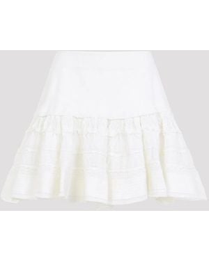 Alaïa Alaia Ruffle Wool Mini Skirt - White