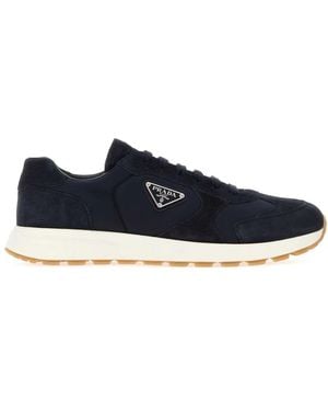 Prada Re-Nylon And Suede Trainers - Blue