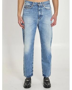 Versace Stone-Wash Jeans With Studs - Blue