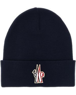 Moncler Logo Patch Beanie - Blue