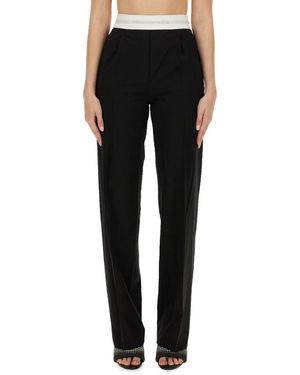 Alexander Wang High Waisted Pleated Pant With Logo Elastic - Black