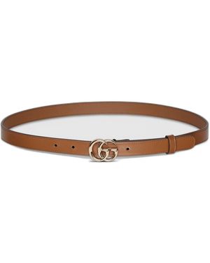 Gucci Gg Marmont Thin Leather Belt - Brown
