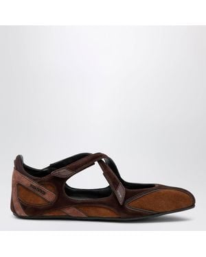 The Attico Floor 01 Suede Ballerinasneaker Flats - Brown