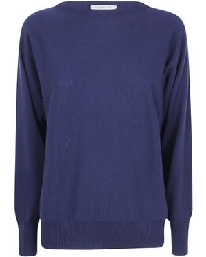 D.exterior Oversized Merino Round Neck Sweater - Blue